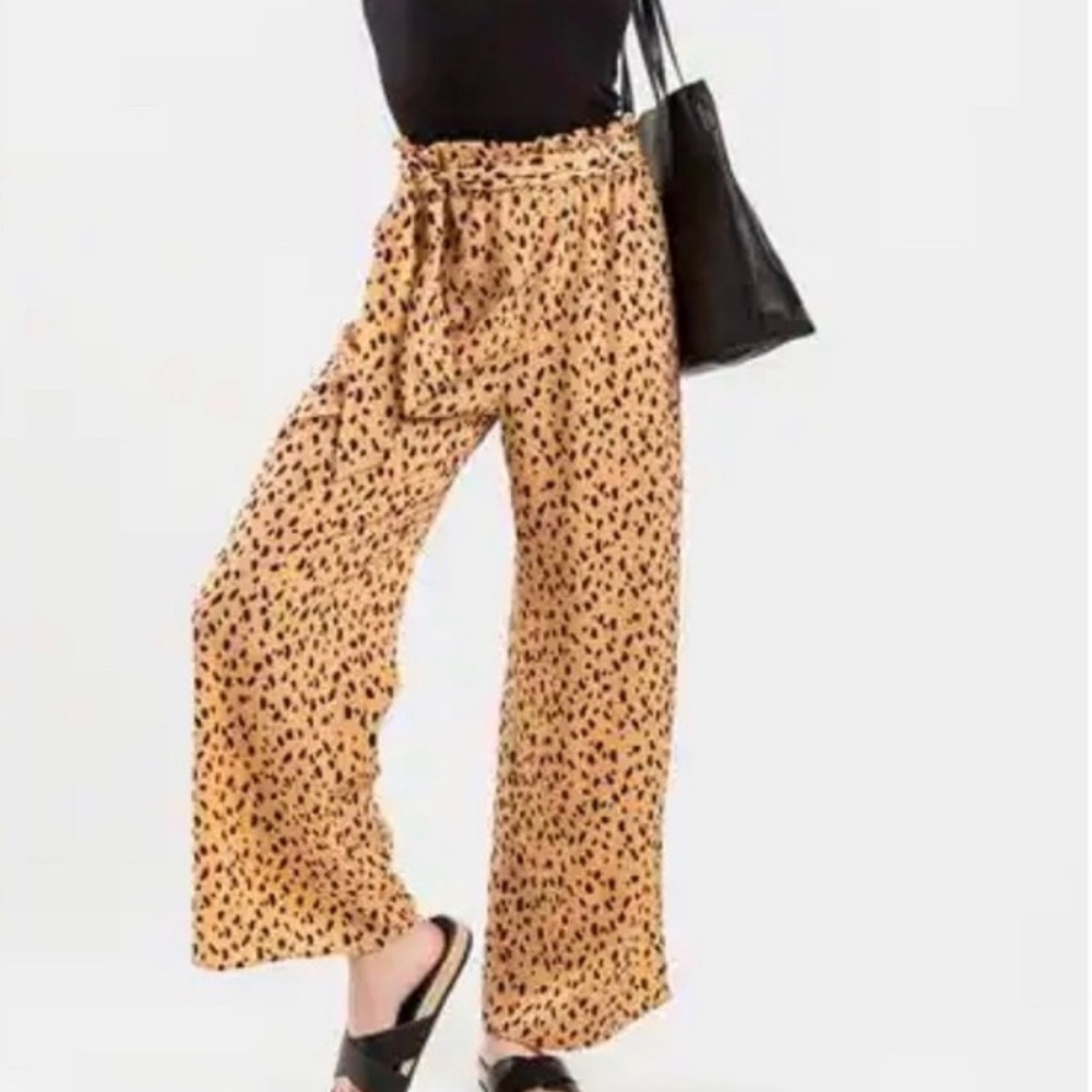 Abercrombie & Fitch Animal Leopard Print Baggy Wide Leg Womens Medium Indie Boho